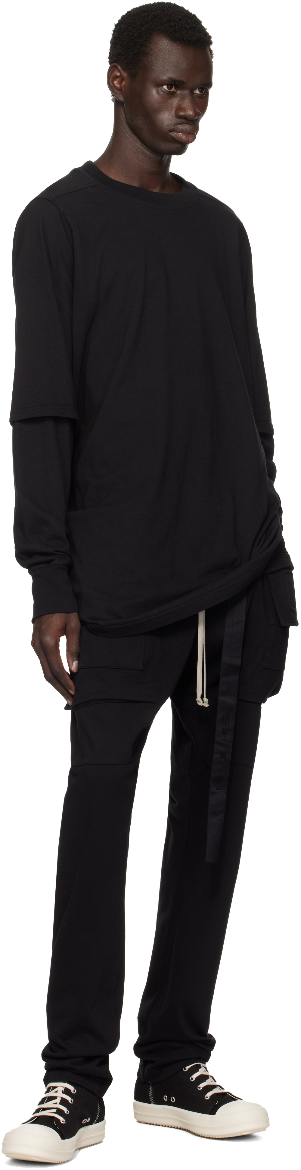 Rick Owens DRKSHDW Black Porterville Creatch Cargo Drawstring Shorts