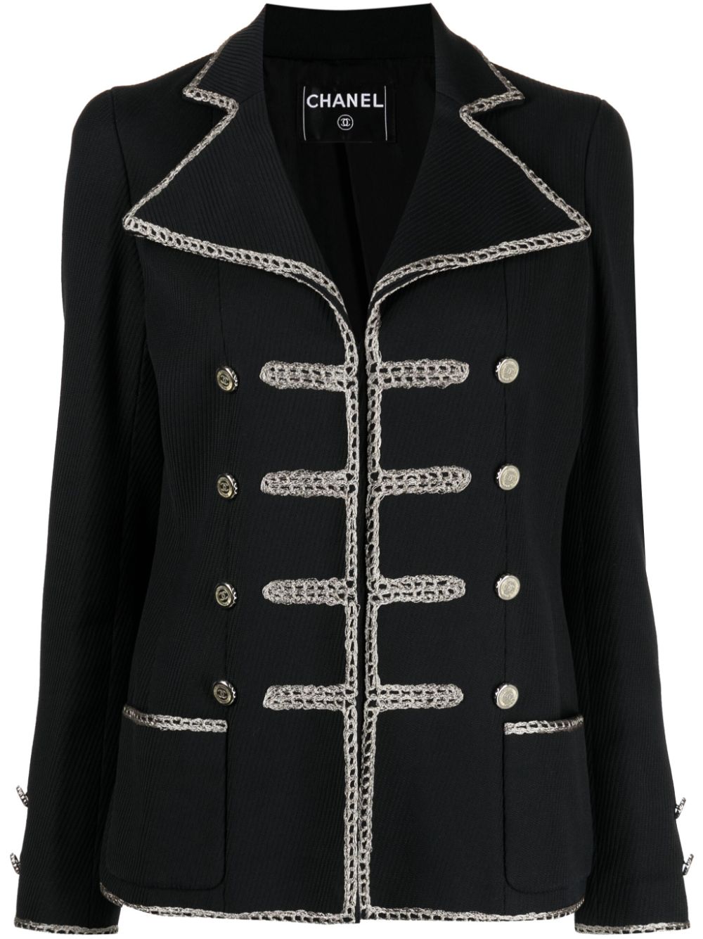 2006 double-breasted effect crochet-trimmed jacket - Black