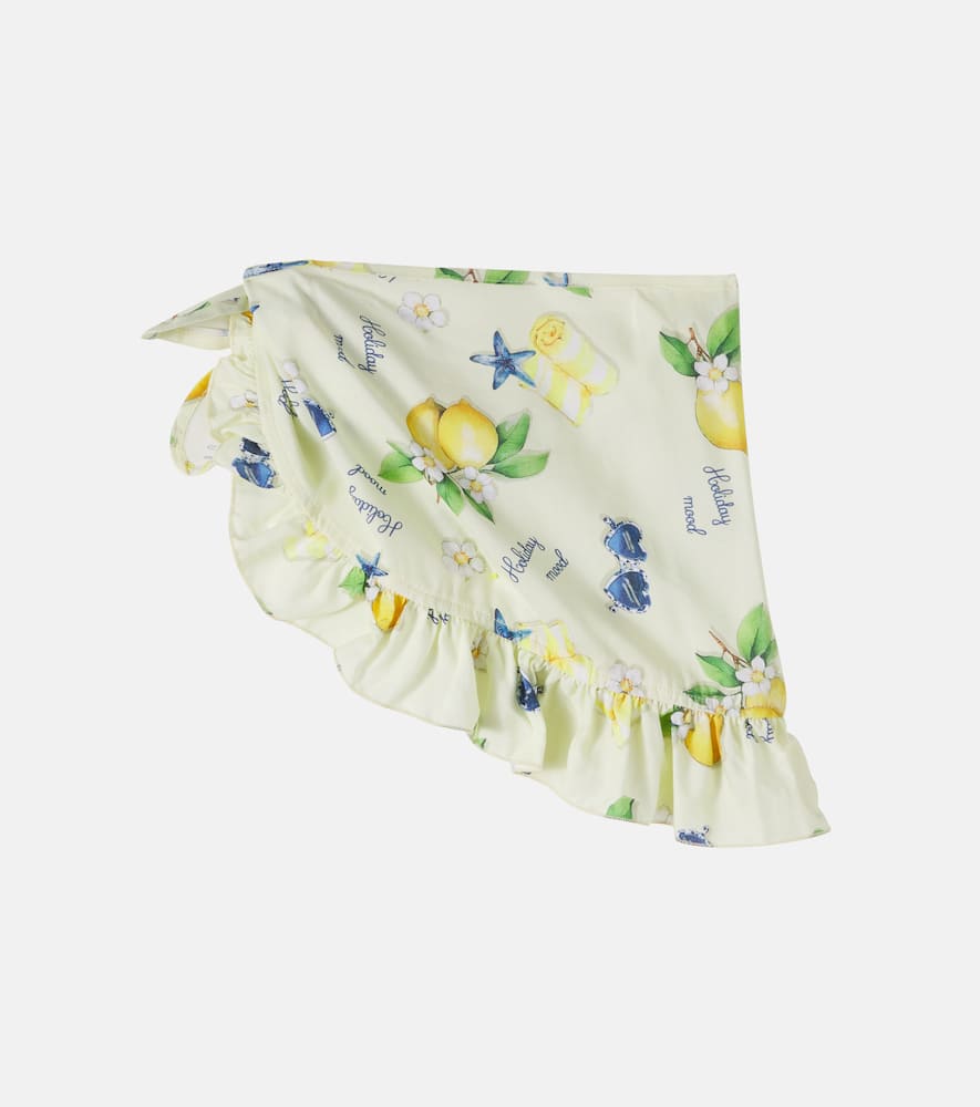Printed cotton beach cover-up