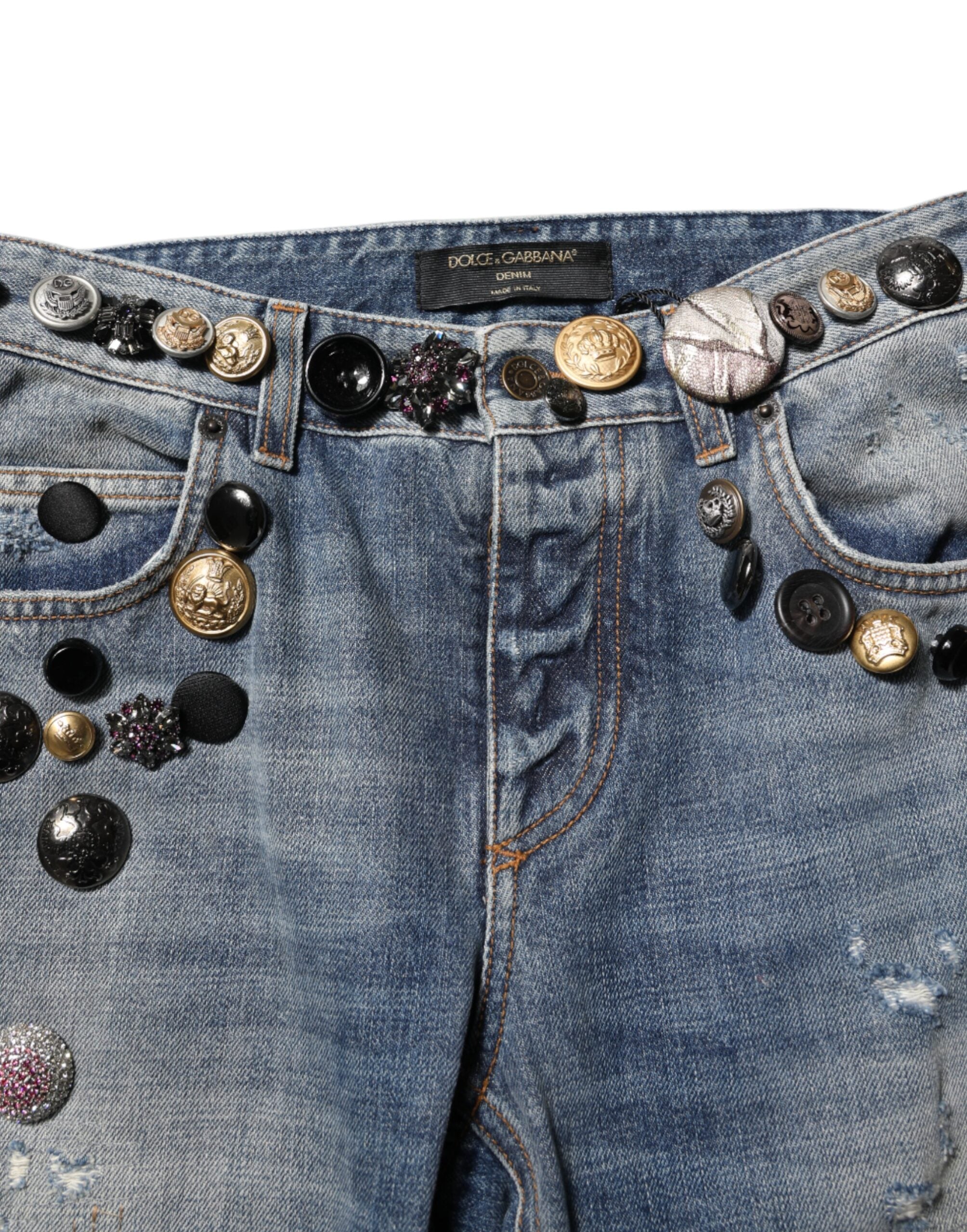 Embellished Denim Jeans — Blue