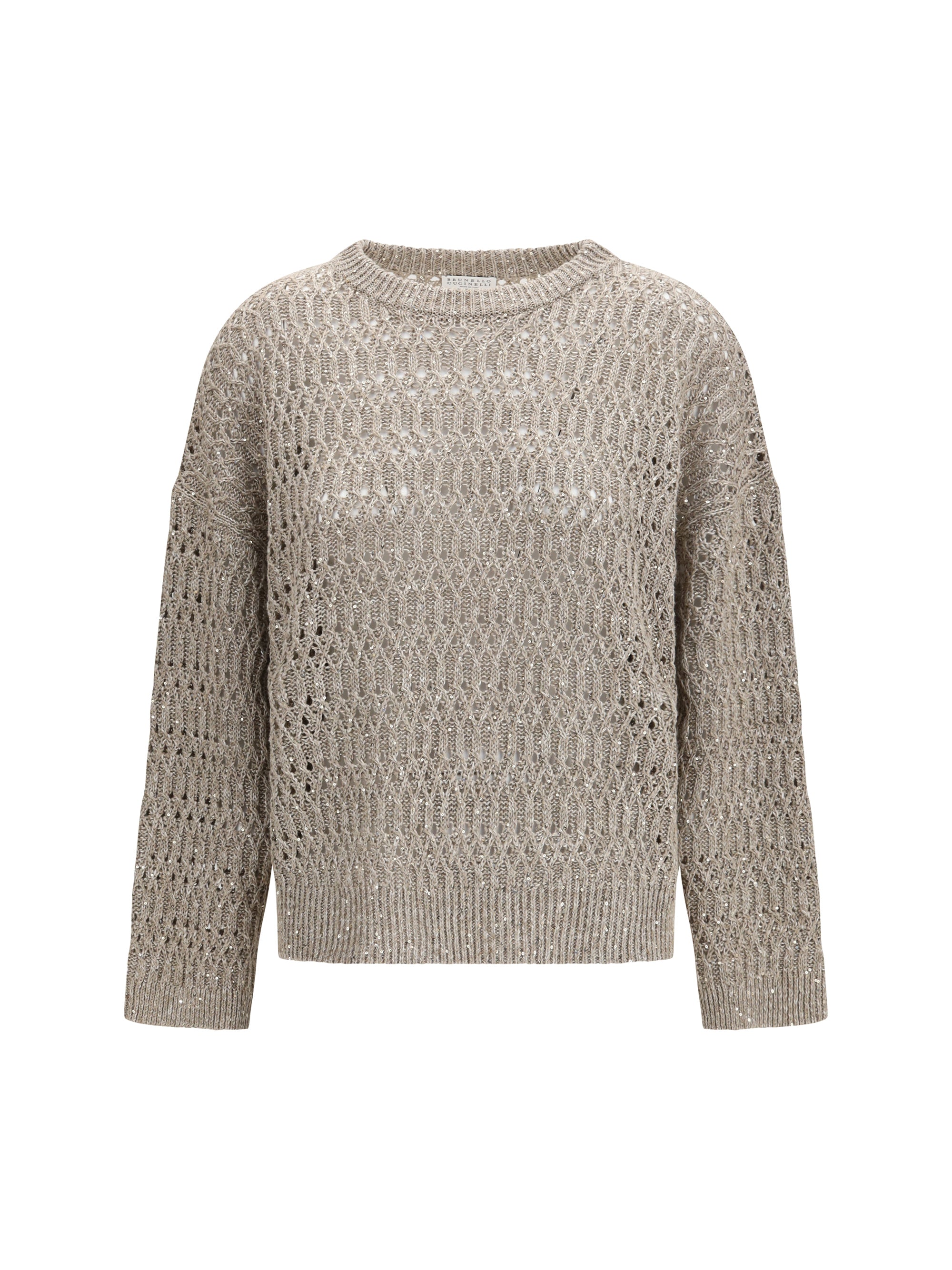 Openwork Silk Sweater — Beige