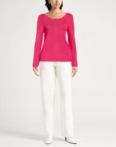 Woman Sweater Magenta Size S Linen, Silk