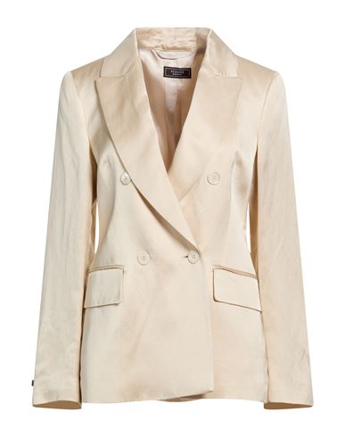 Woman Blazer Cream Size 6 Viscose, Linen