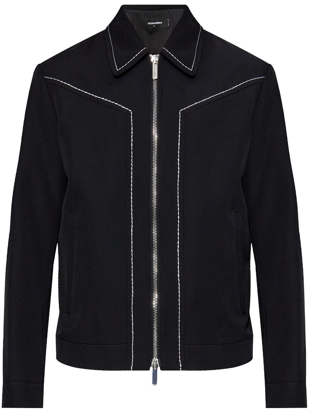 Topstitched wool jacket - Black