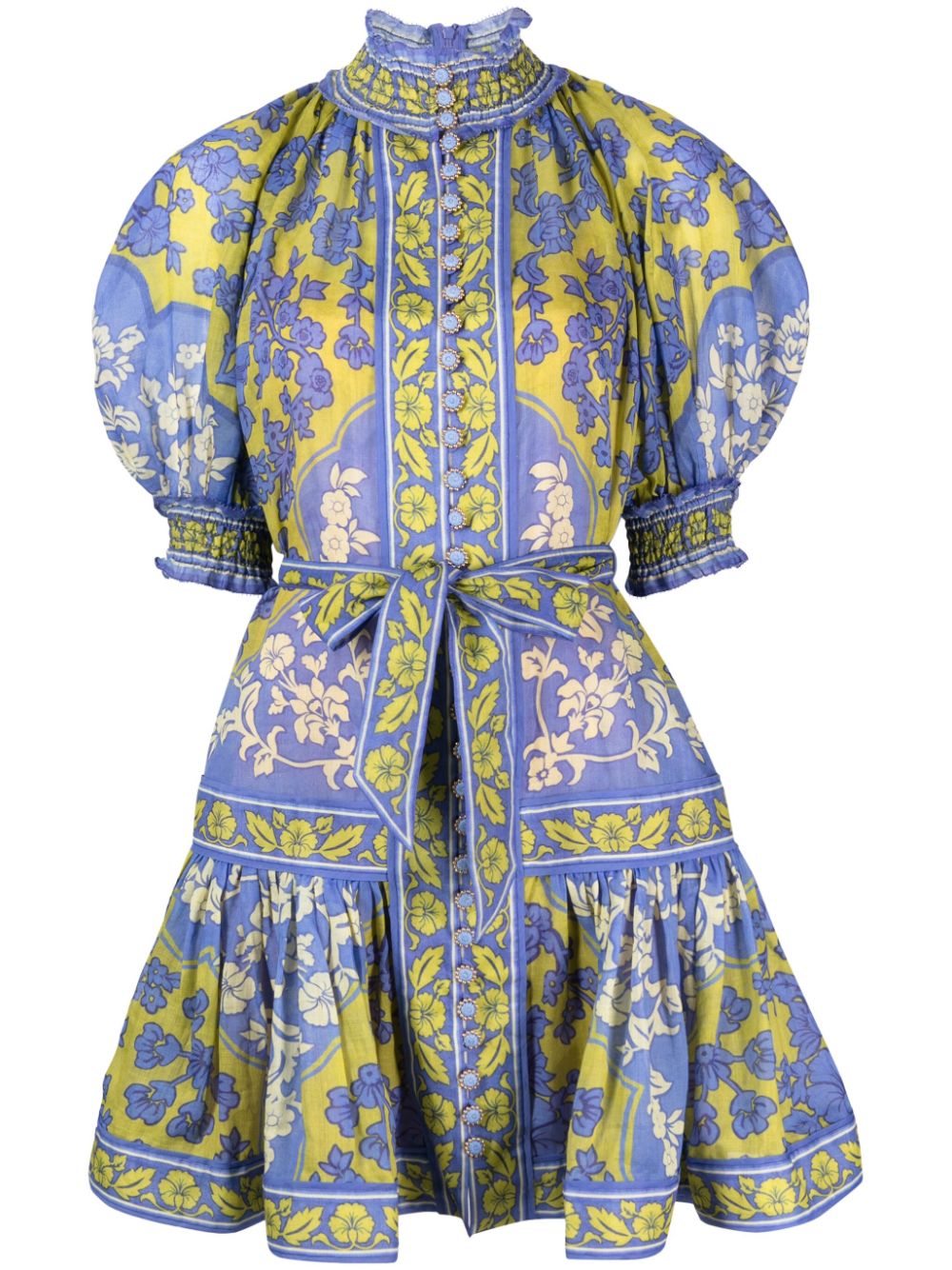 Raie Lantern floral-print minidress - Green