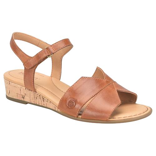 Born Peral Leather Cork Wedge Sandal - Brown