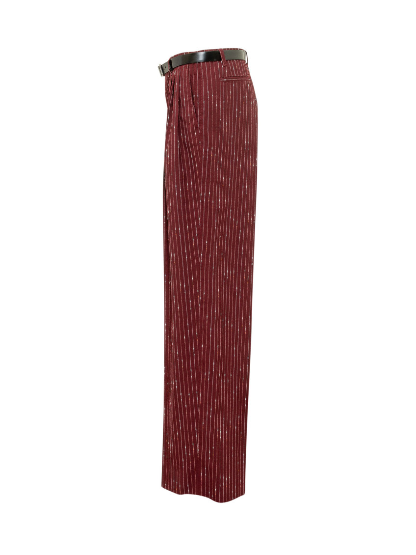 Red Straight Flat Front Pants
