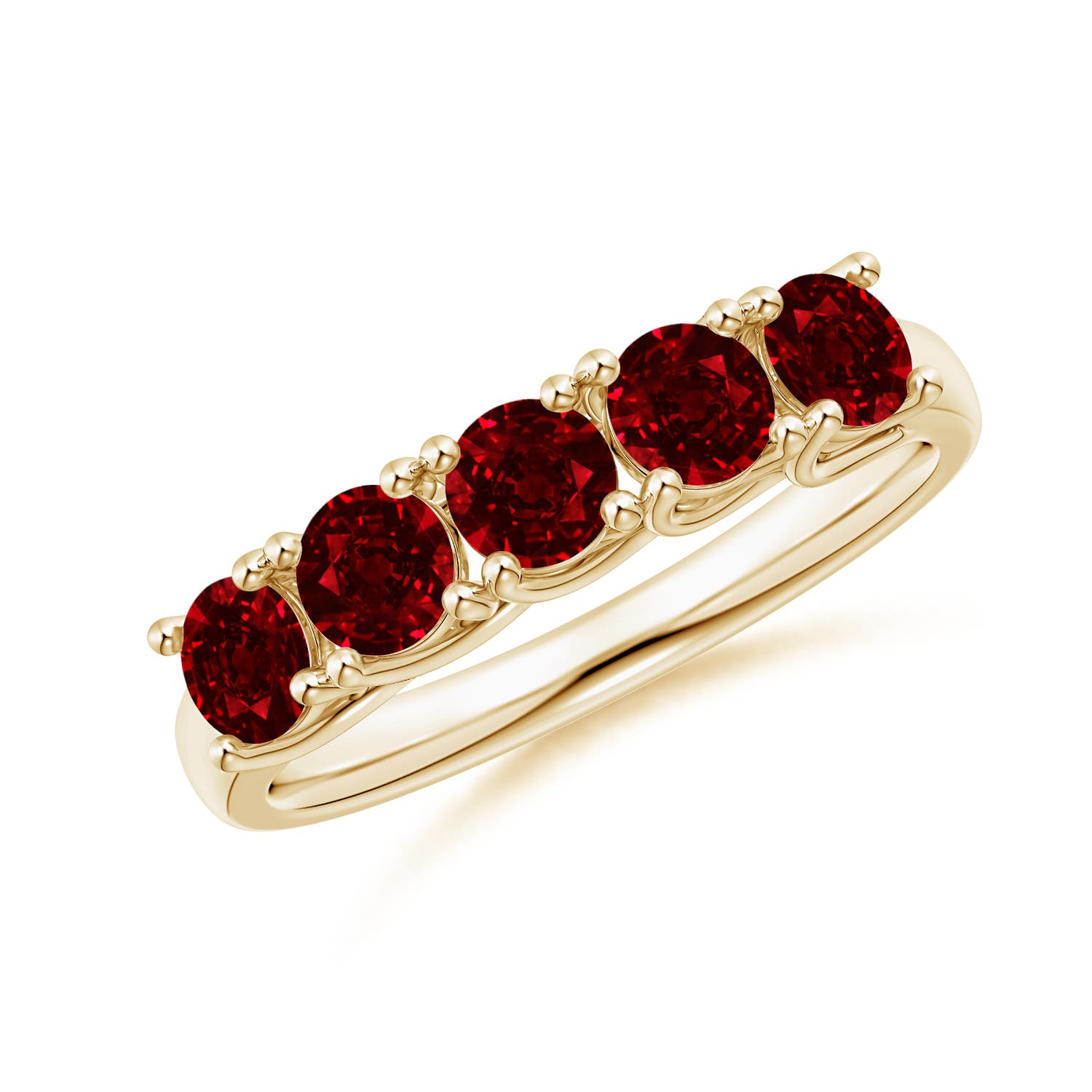 Angara 1.4 Carats Half Eternity Five Stone Ruby Wedding Band in 18K Yellow Gold