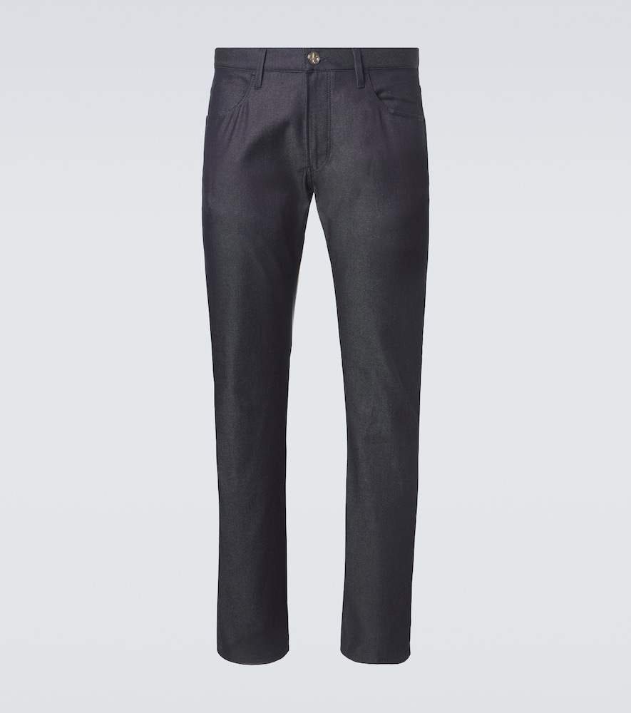 Cotton and silk-blend straight jeans