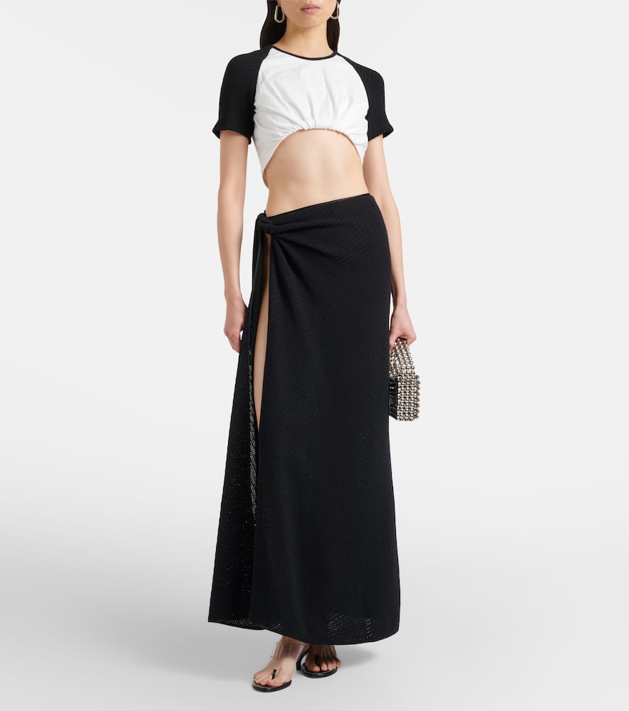 Knitted cotton-blend maxi skirt