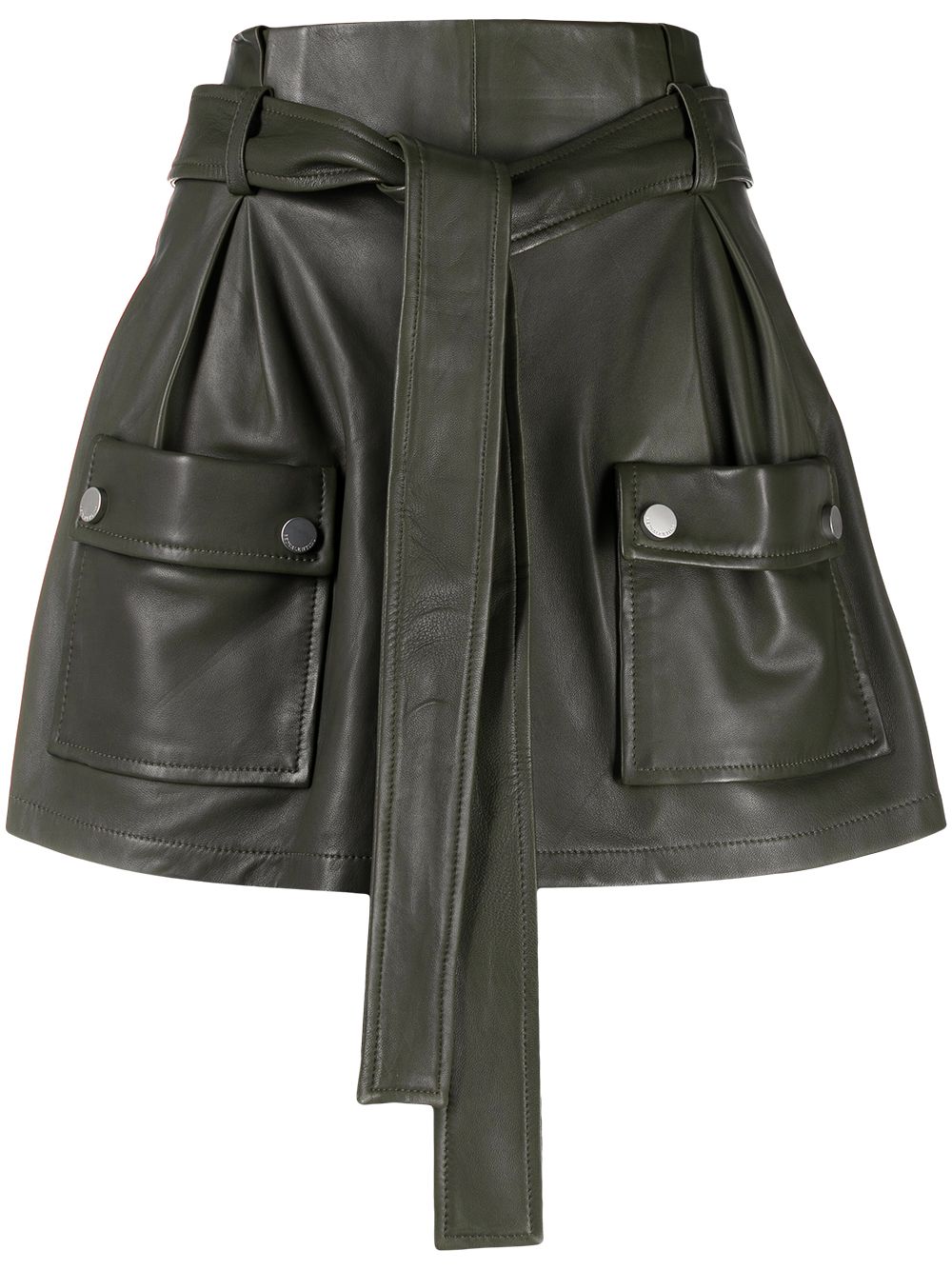 Tie-waist flap-pocket skort - Green