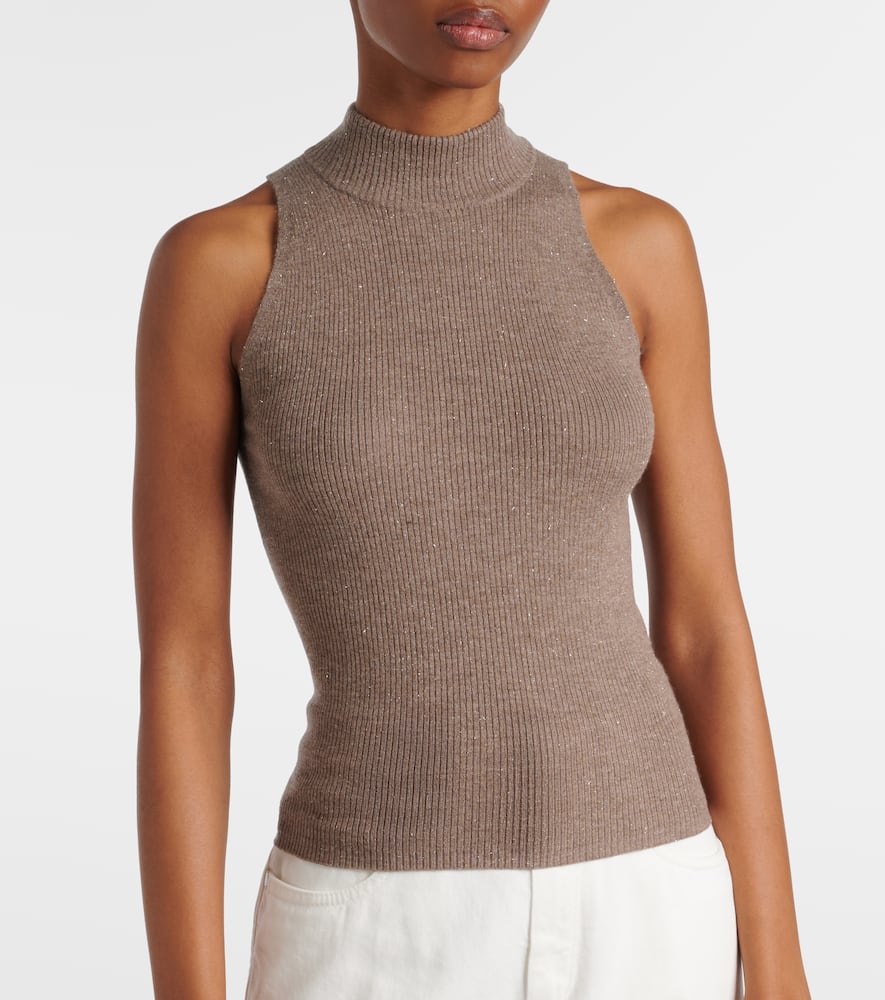 Ribbed-knit turtleneck top