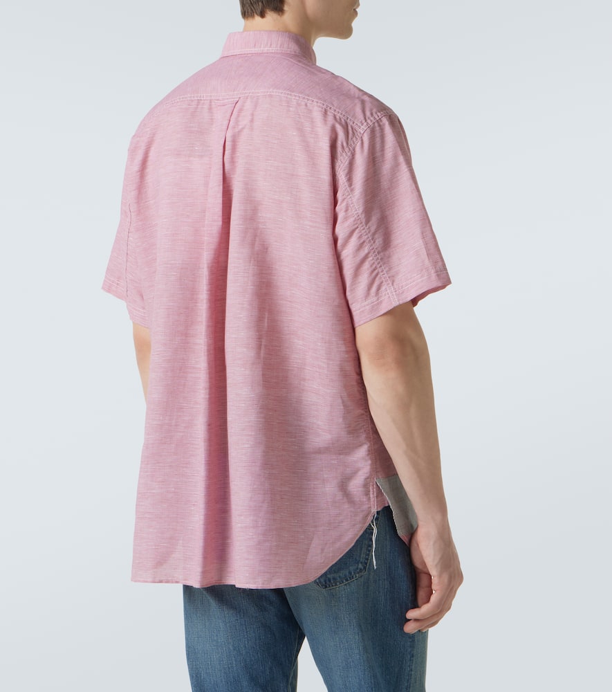 Patchwork linen and cotton bowling shirt