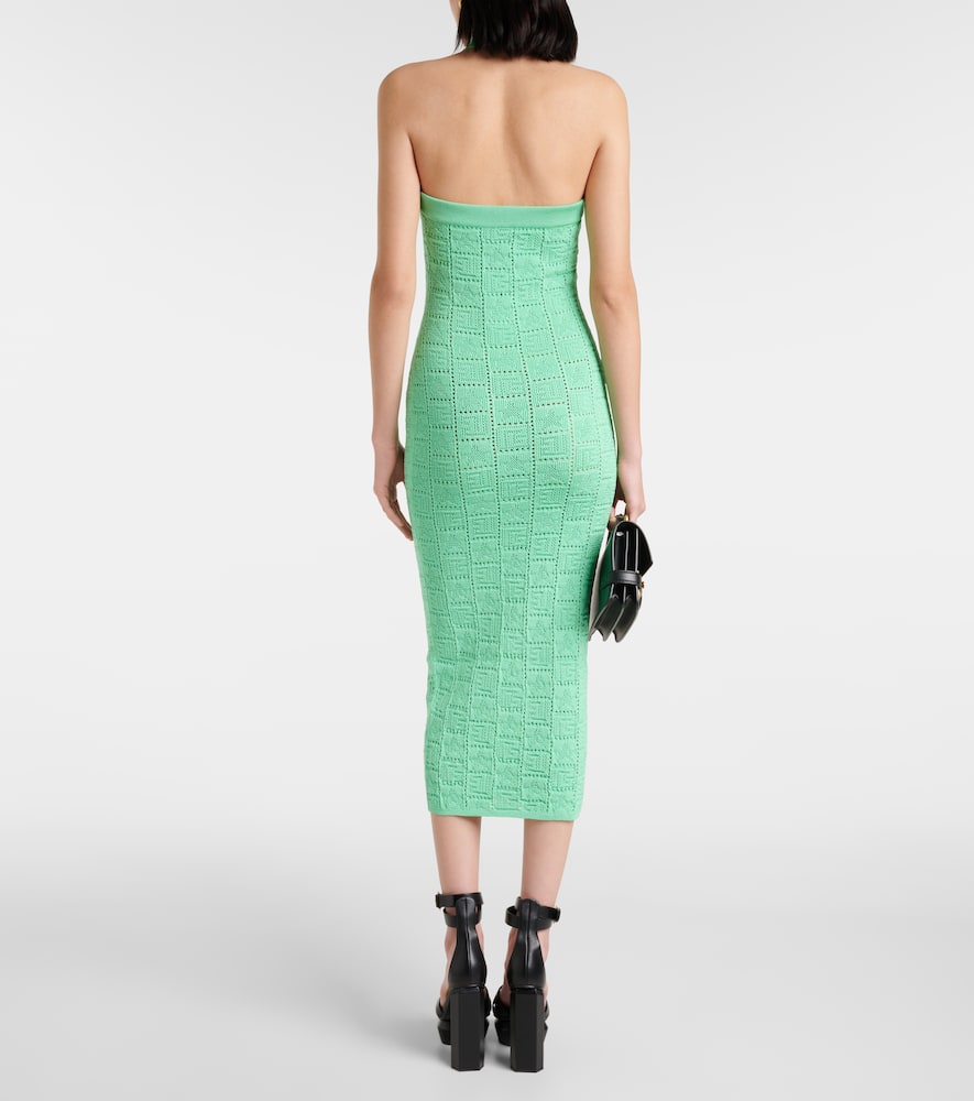 Monogram openwork midi dress