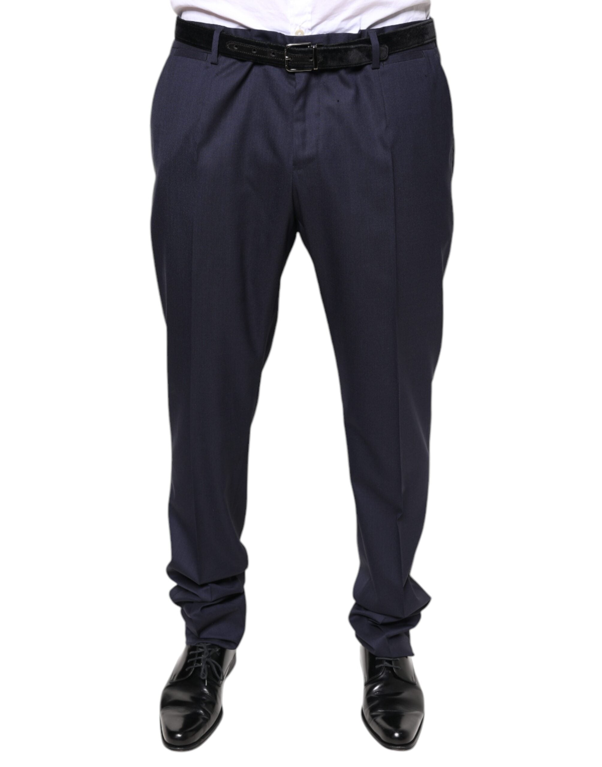 Virgin Wool and Silk Blend Trousers — Navy
