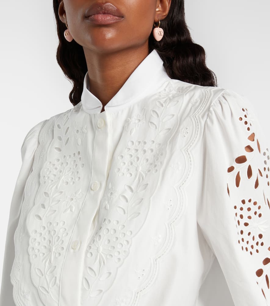 Broderie anglaise cotton poplin blouse