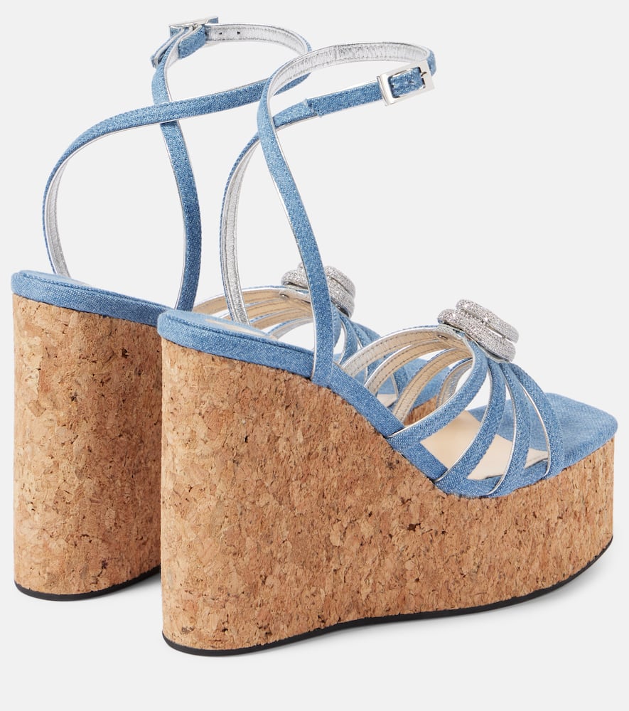 Double Heart denim wedges