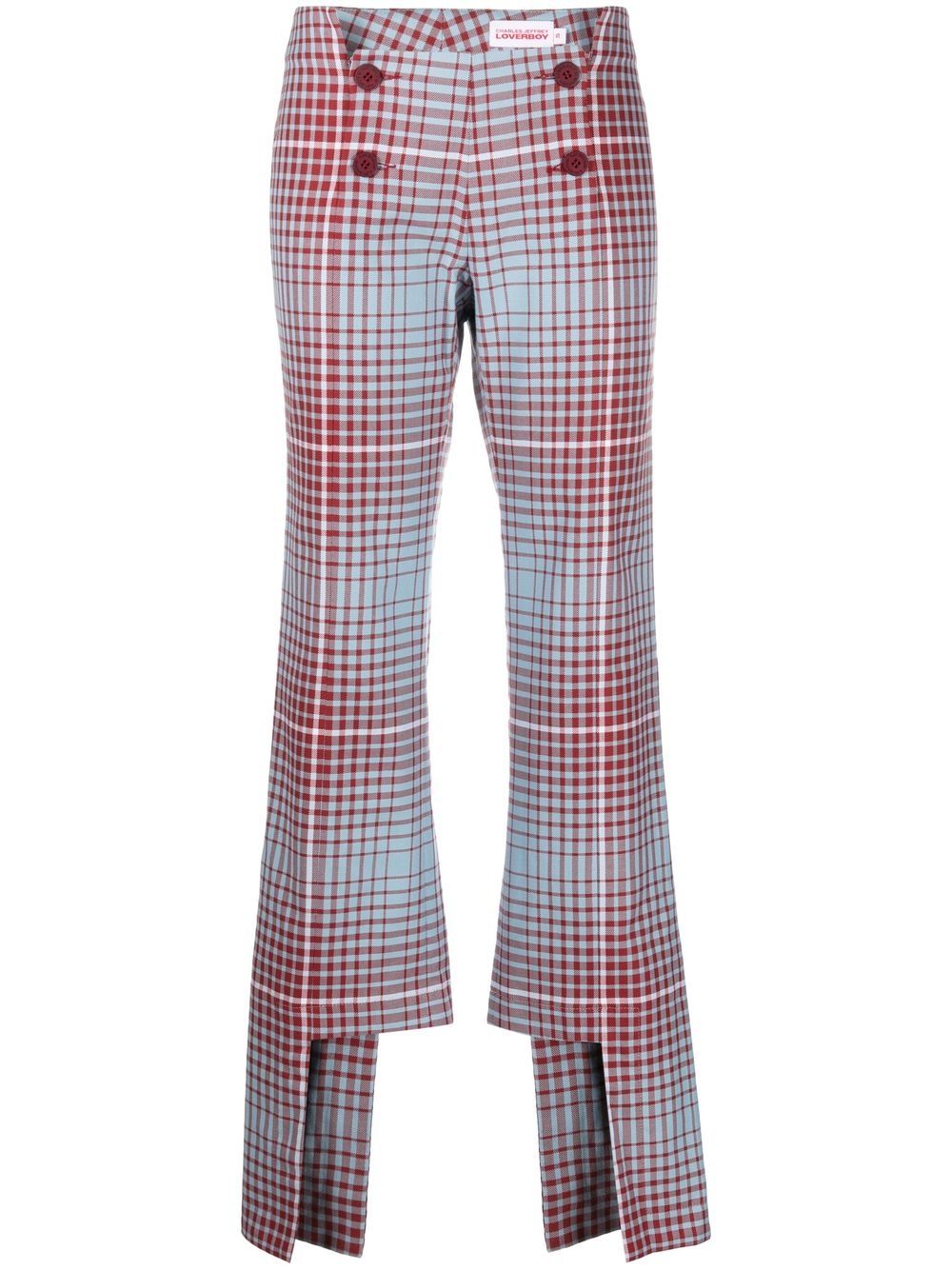 Panelled check-pattern trousers - Blue