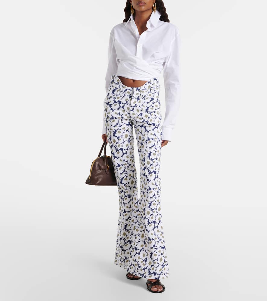 Floral flared jeans