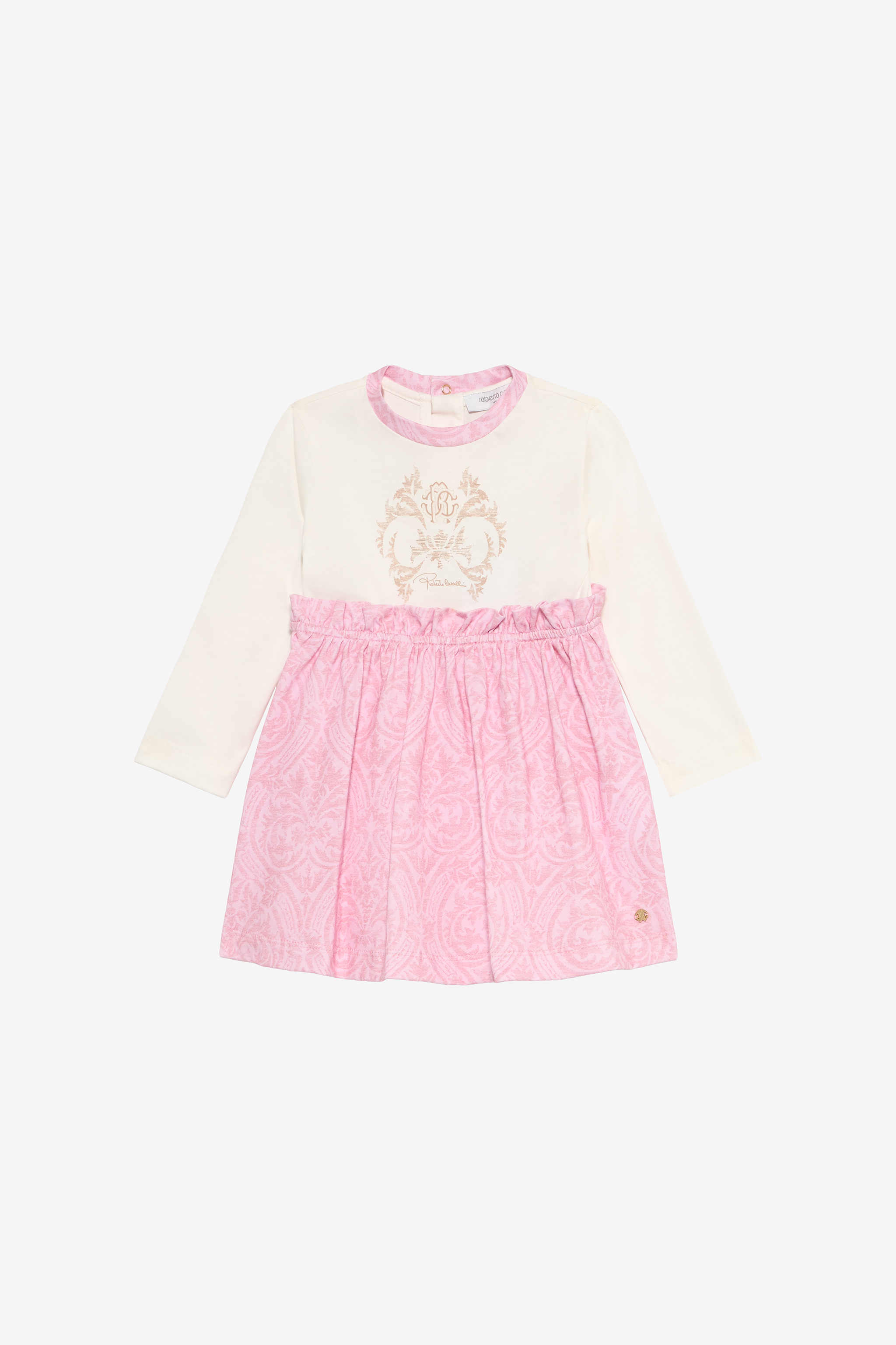 Milk White Dress With Baby Pink Floral Print