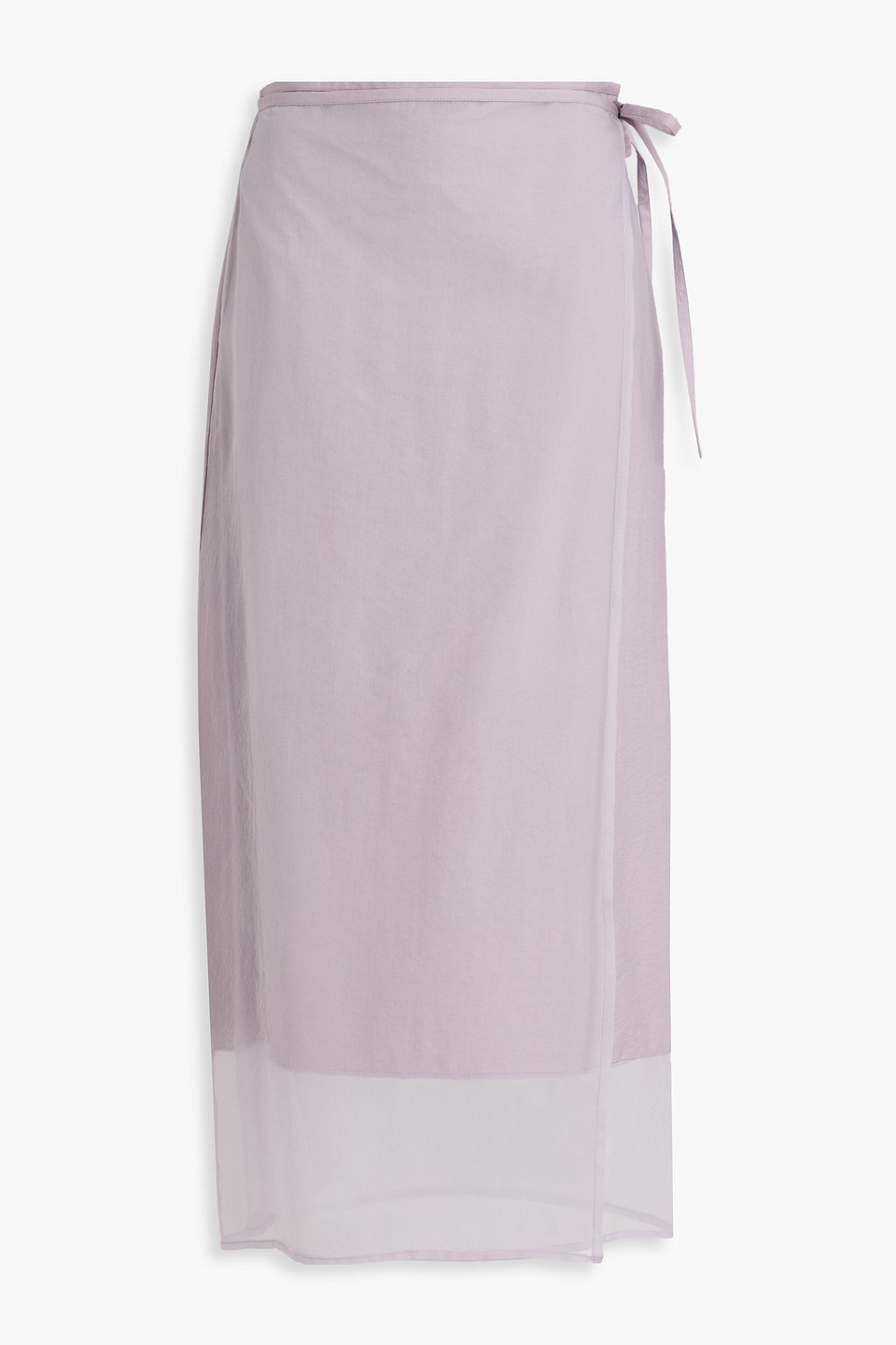 Organza-paneled cotton-blend twill midi wrap skirt - Purple - IT 38