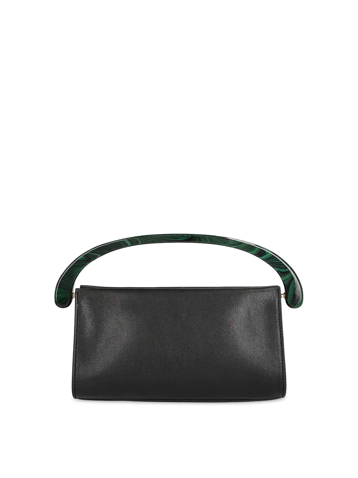 Small Smooth Leather Bag With Resin Handle