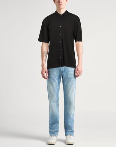 Man Shirt Black Size L Lyocell, Cotton, Elastane