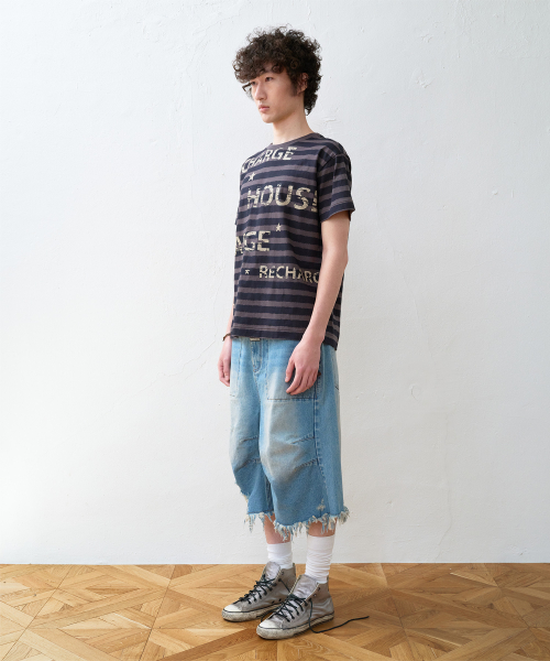 DESTROYED DENIM SHORTS LIGHT BLUE