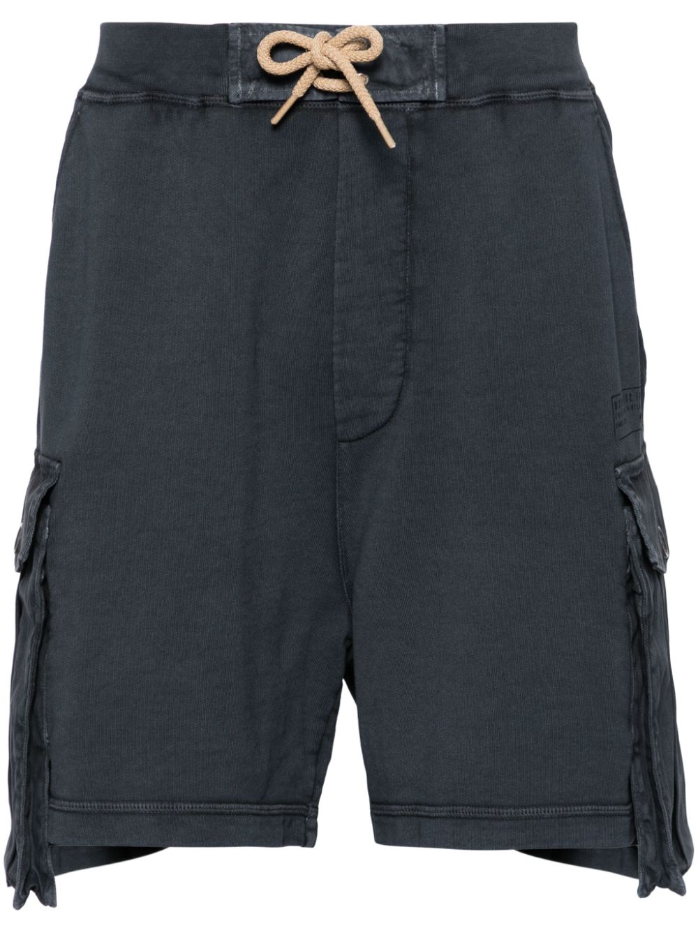 Drawstring-waistband cotton cargo shorts - Blue