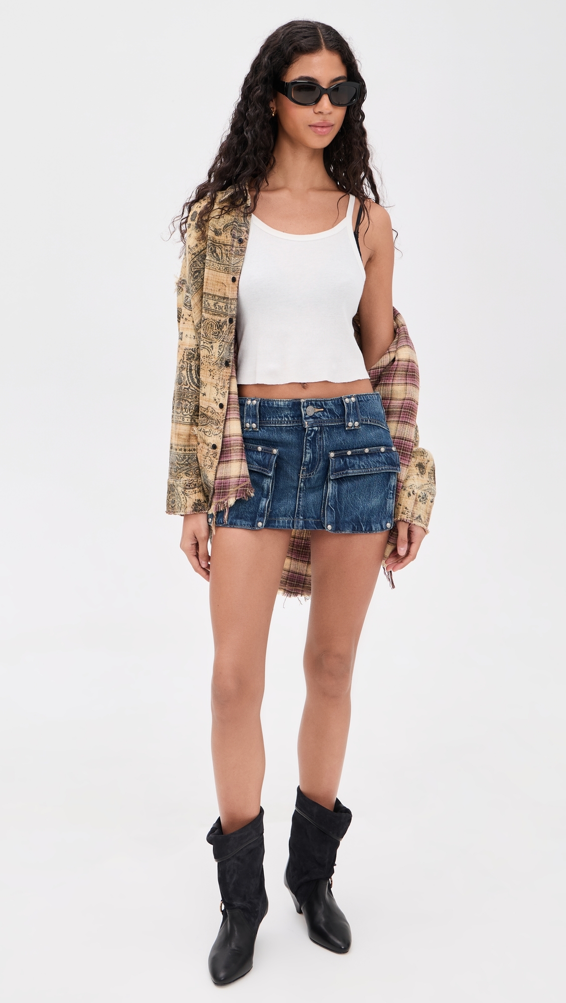 Hera Studded Denim Mini Skirt Juno