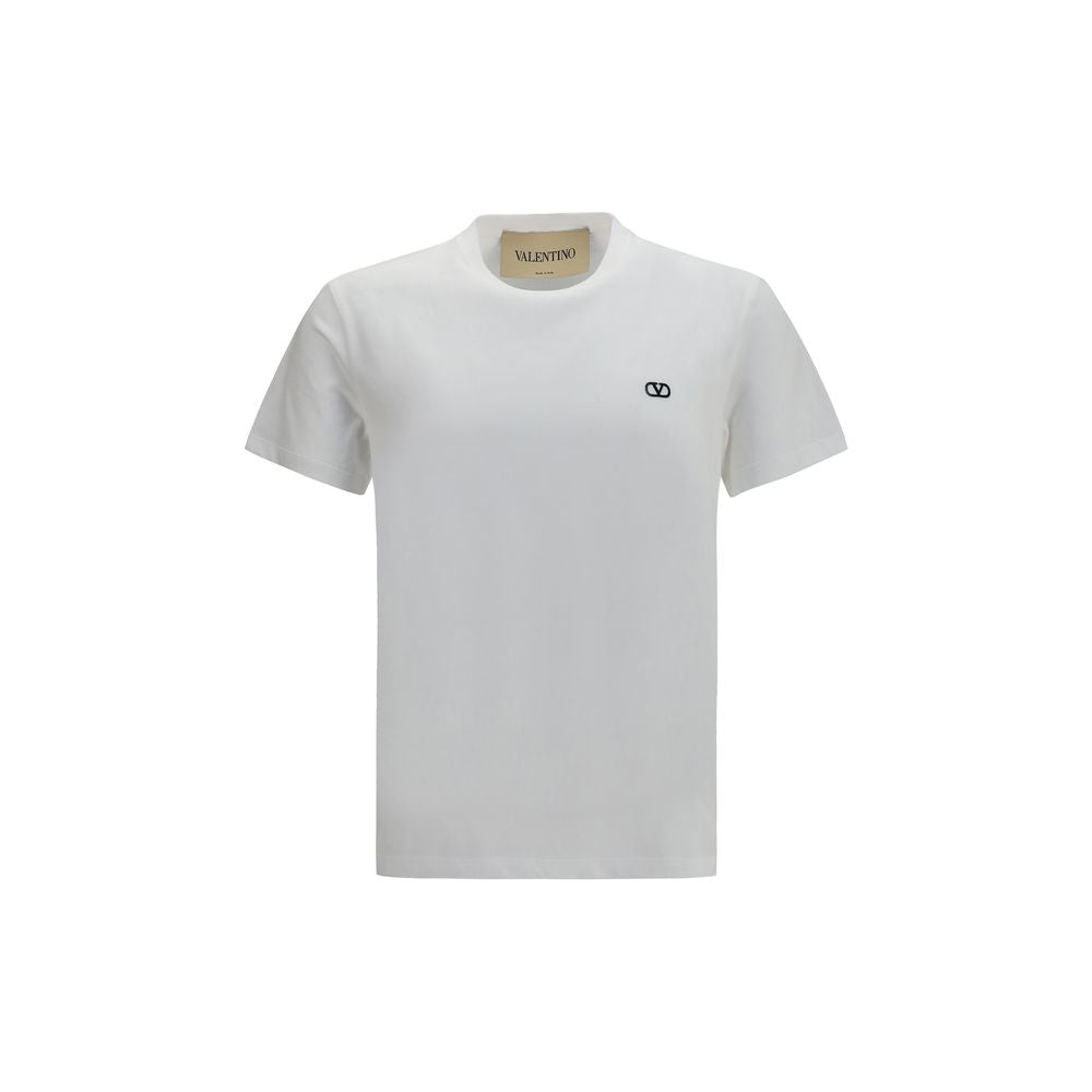 VLogo-Embroidered Cotton T-Shirt — White