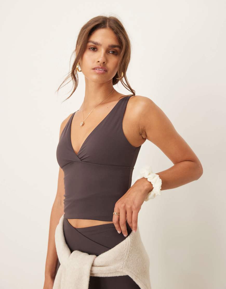 DayFlex V neck vest longer length in espresso-Brown