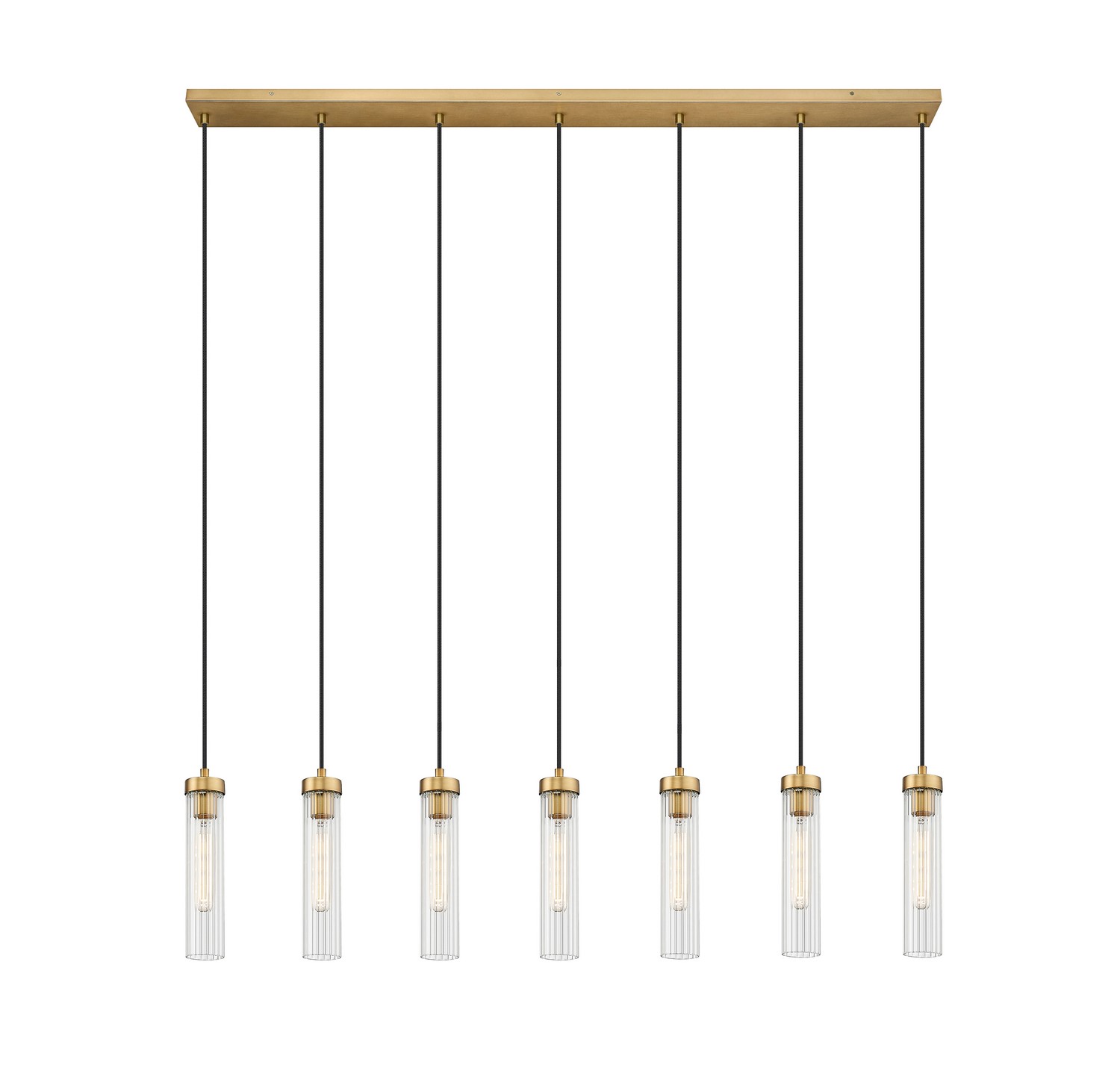 Rubbed Brass Linear Chandelier from the Beau Collection