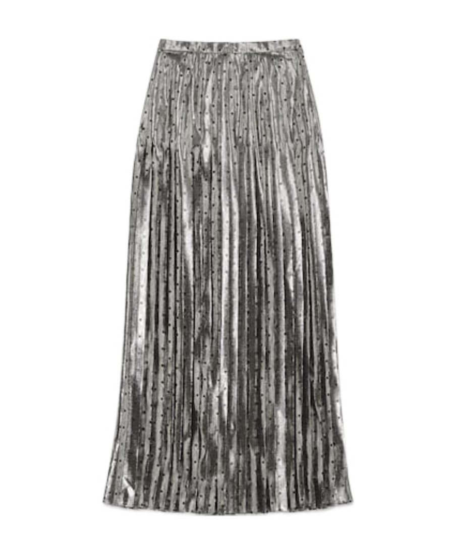 Lamé polka-dot crepe maxi skirt