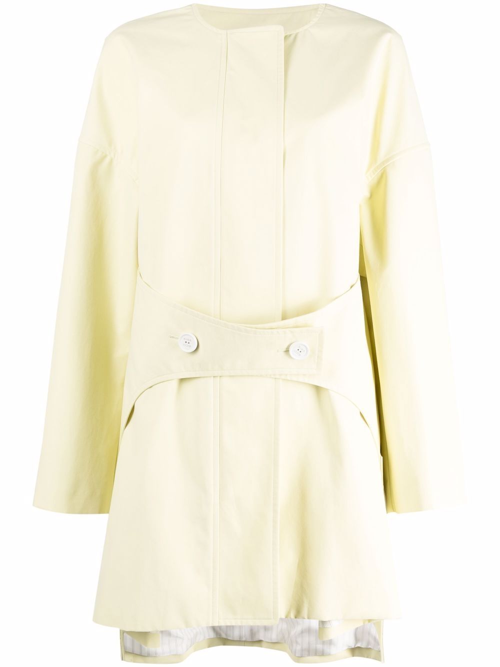 Button-fastening single-breasted coat - Yellow