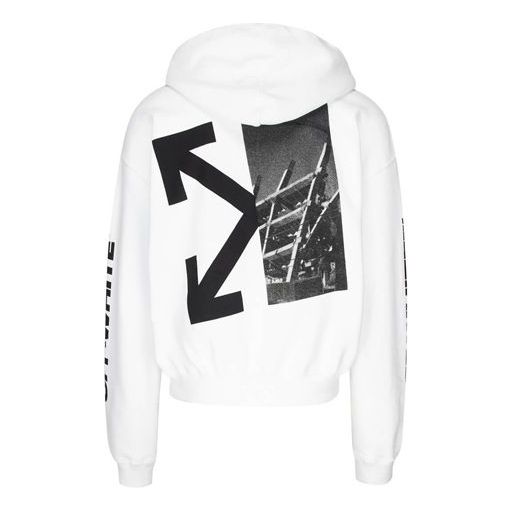 Split Arrows Hooded Fleece Men White