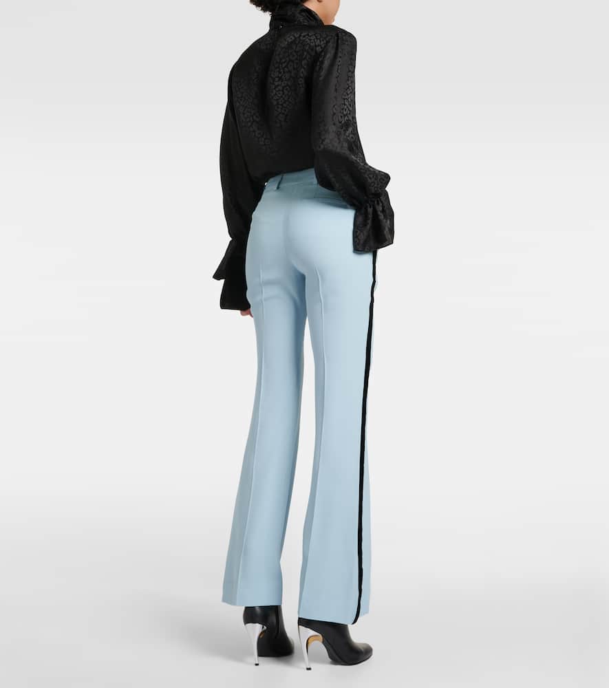 Velvet-trimmed cady flared pants
