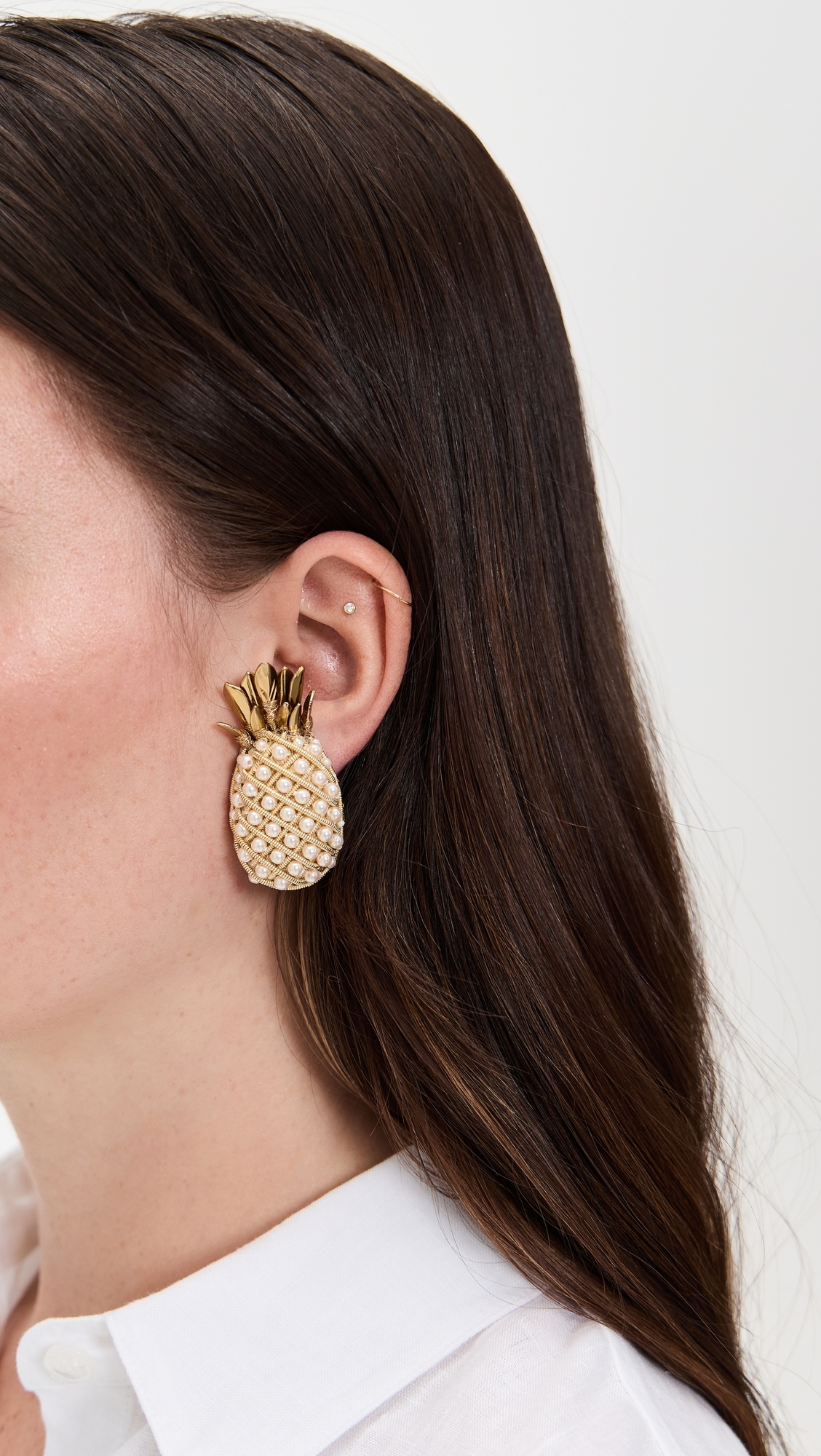 Deepa Gurnani Pineapple Earrings Gold One Size