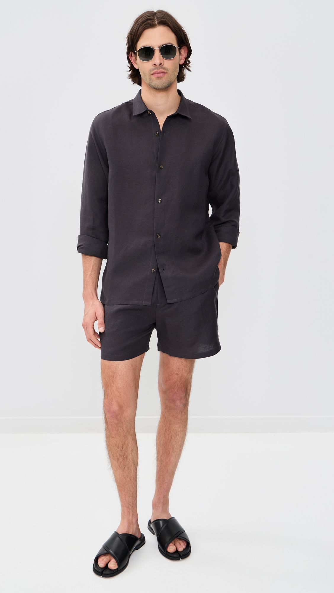 Linen Shorts 4.75 Granite