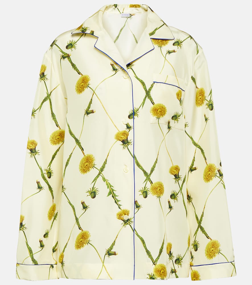 Burberry Floral silk poplin pajama shirt