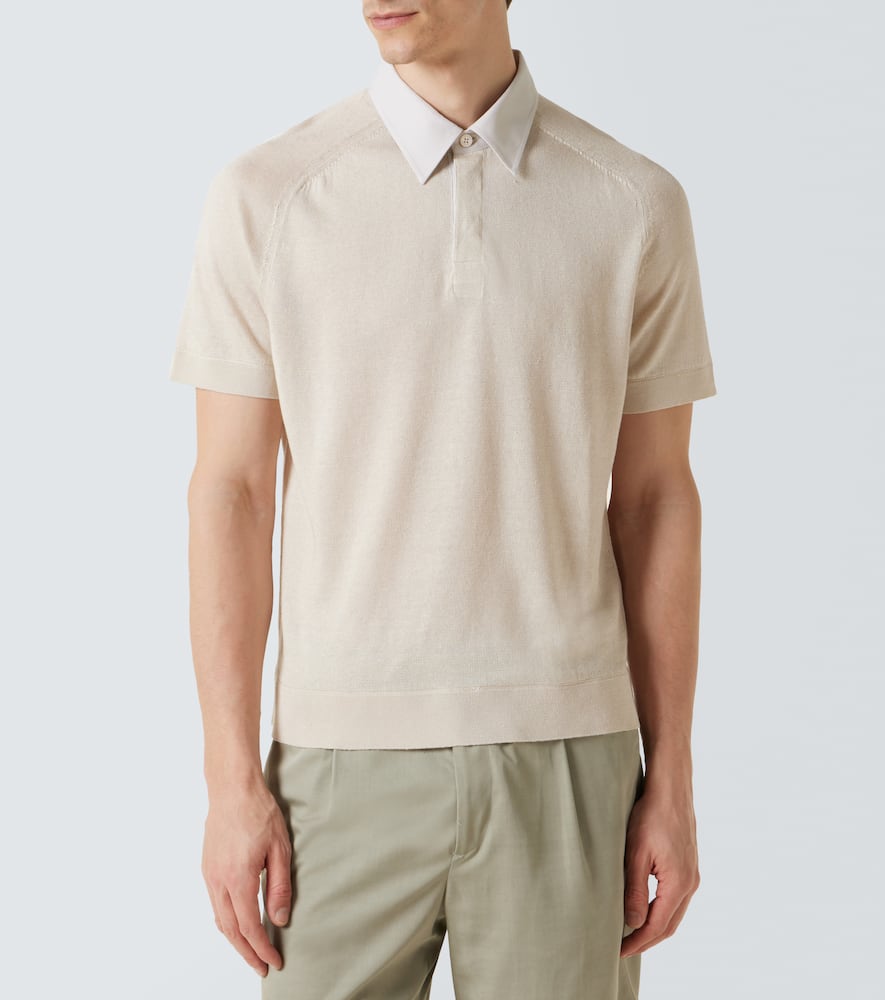 Linen and silk polo shirt