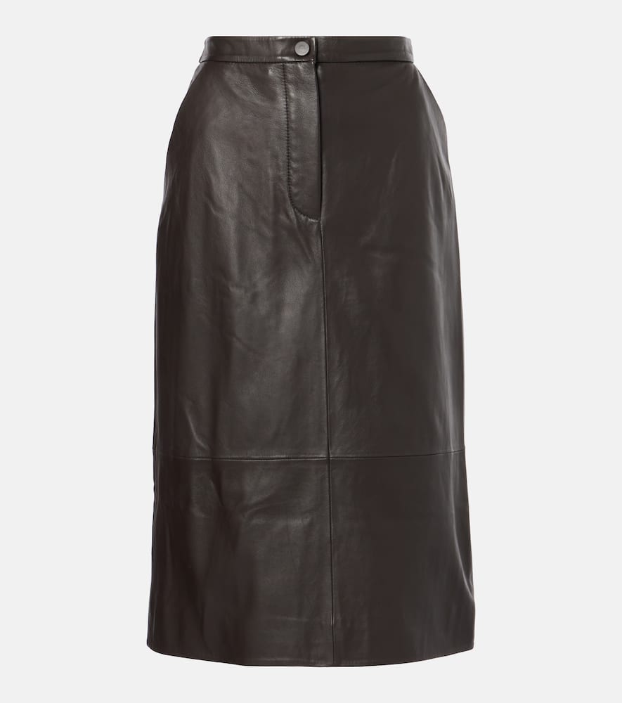 Leather midi skirt