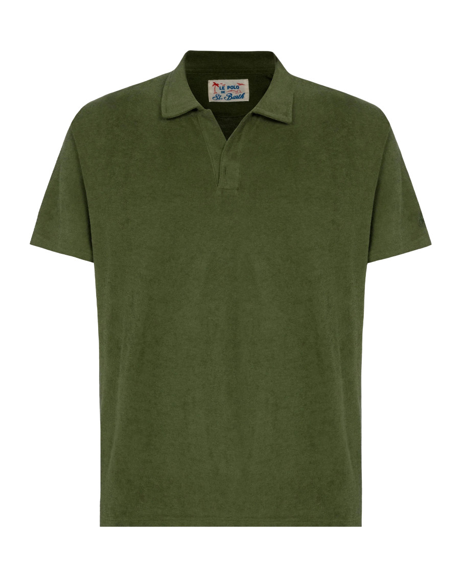 Green Solid Shirt Collar Polo