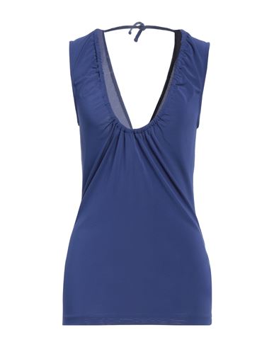 Woman Top Blue Size L Viscose, Polyester, Elastane
