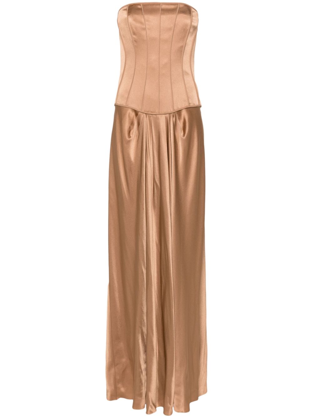 Corset-style satin gown - Black