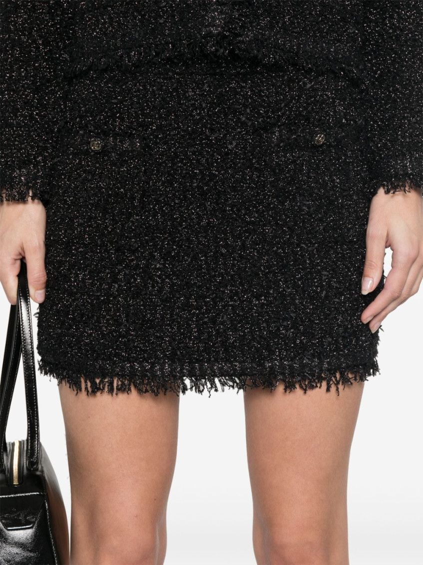 Black Viscose Blend Mini Skirt