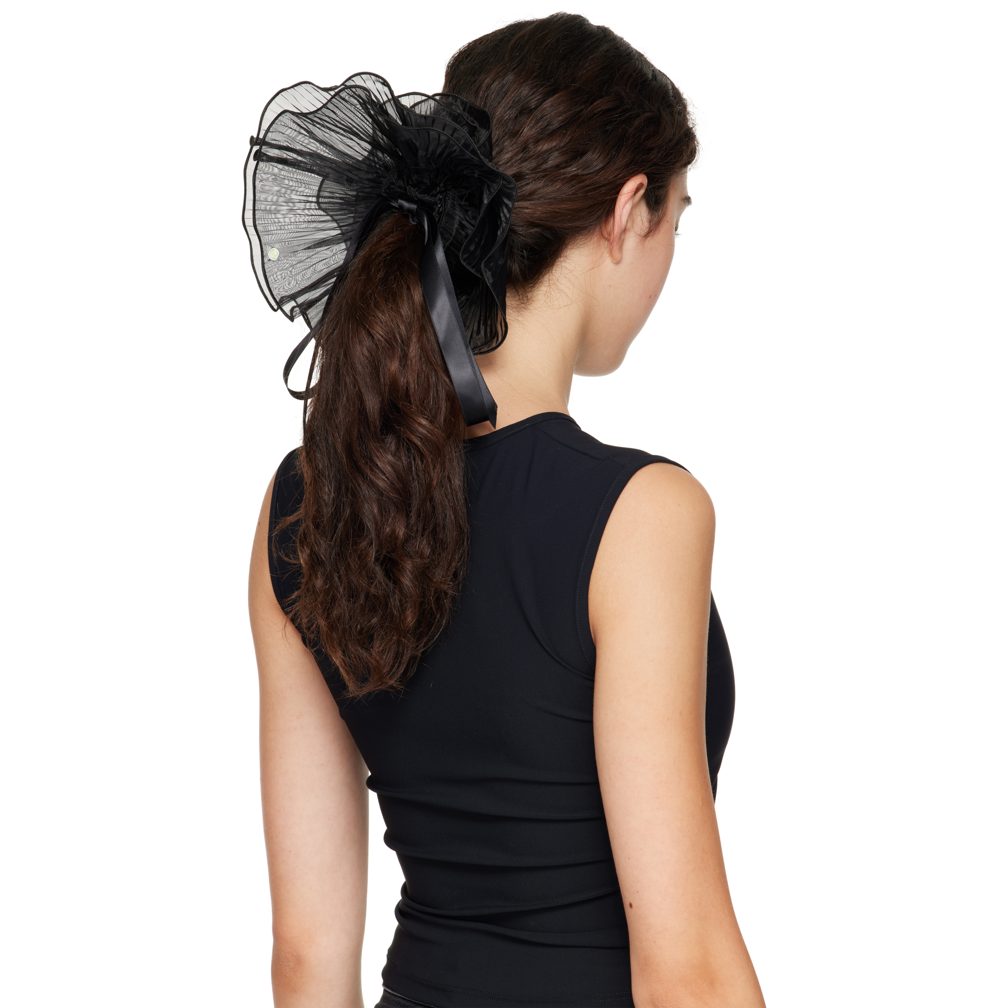 SSENSE Exclusive Black Orchid Pleated Organza Scrunchie