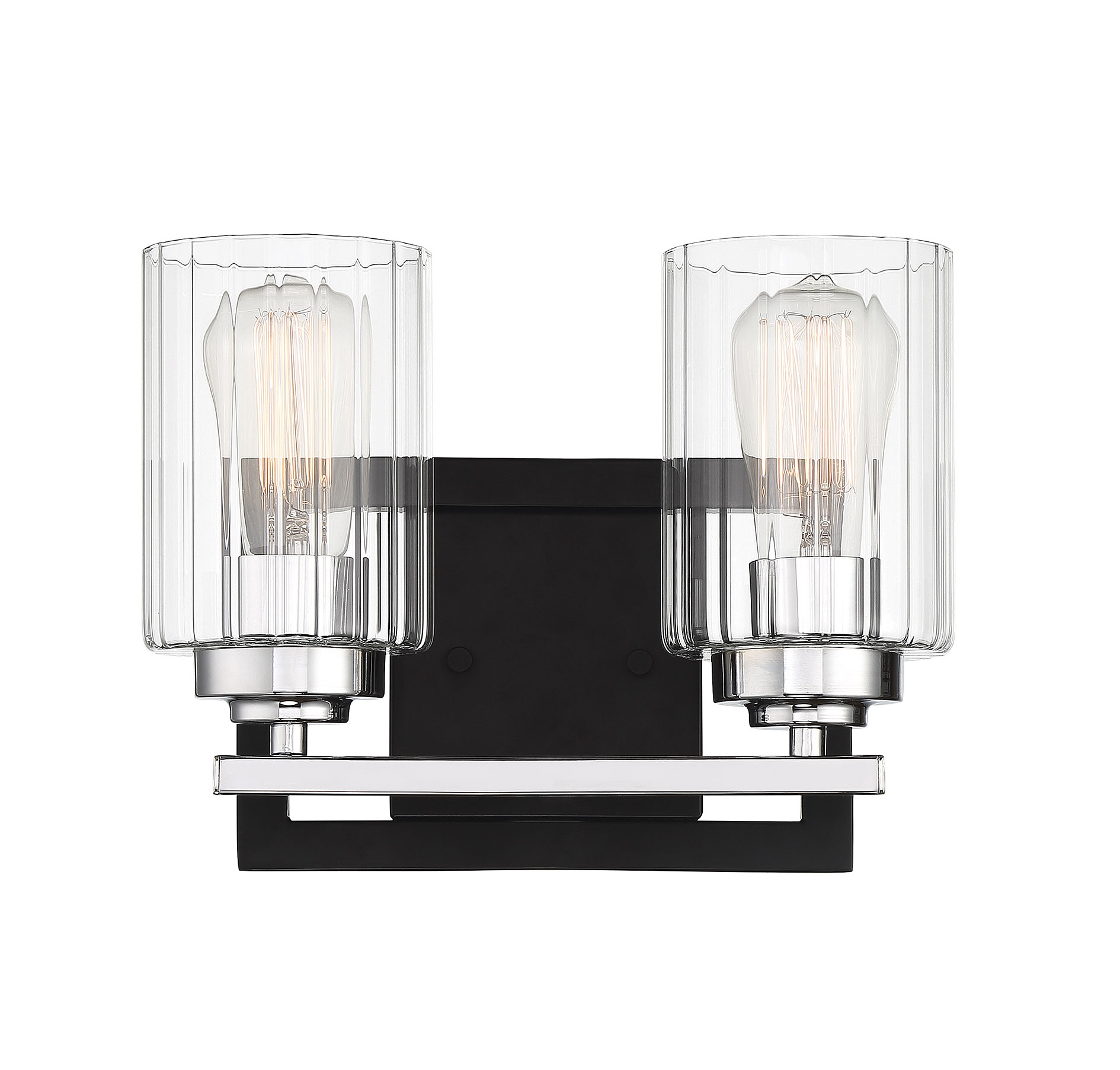 Savoy House Redmond 2-Light Bathroom Vanity Light in Matte Black with Polished Chrome Accent
