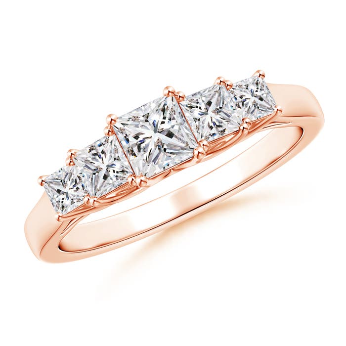 Angara 0.36 Carat Graduated Princess-Cut Trellis Diamond Five Stone Ring in 18K Rose Gold