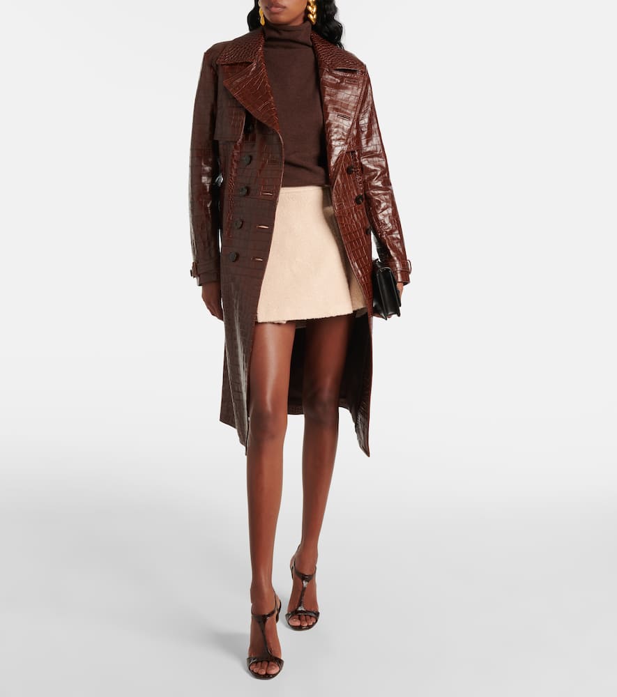 Wool and silk-blend bouclé miniskirt